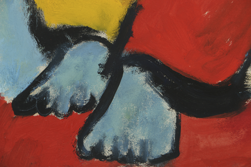 W. Glen Davis Abstract Gouache Painting on Paper of a Clown