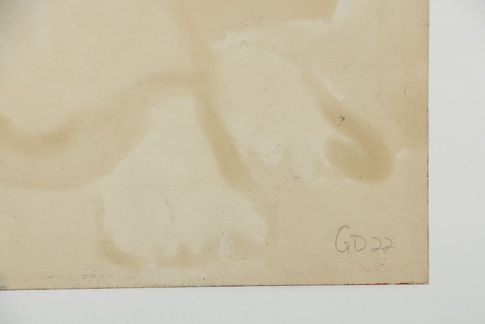 W. Glen Davis Abstract Gouache Painting on Paper of a Clown