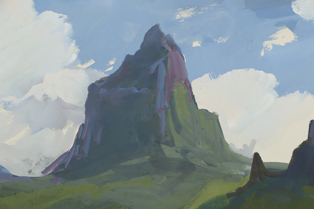 Ottmar Von Fuehrer Gouache Painting on Paper Coastal Landscape