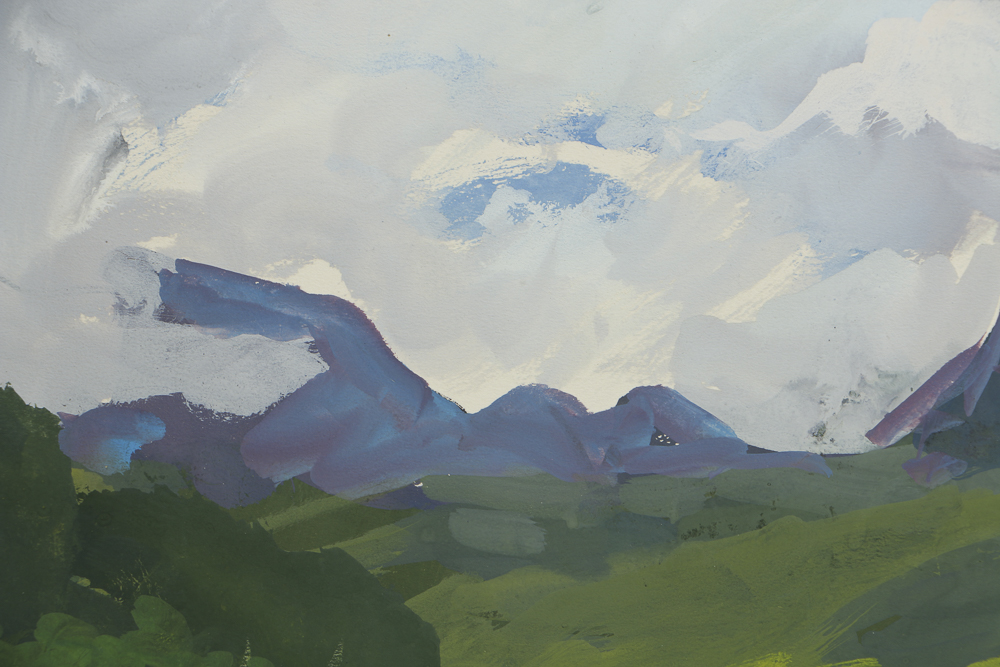 Ottmar Von Fuehrer Gouache Painting on Paper Coastal Landscape