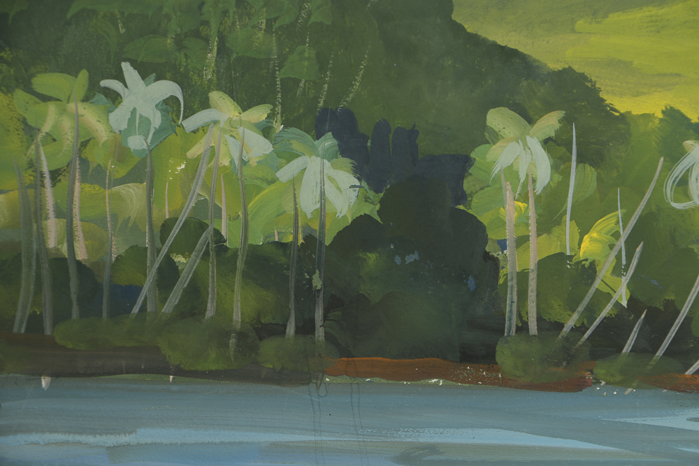 Ottmar Von Fuehrer Gouache Painting on Paper Coastal Landscape