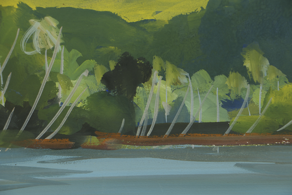 Ottmar Von Fuehrer Gouache Painting on Paper Coastal Landscape