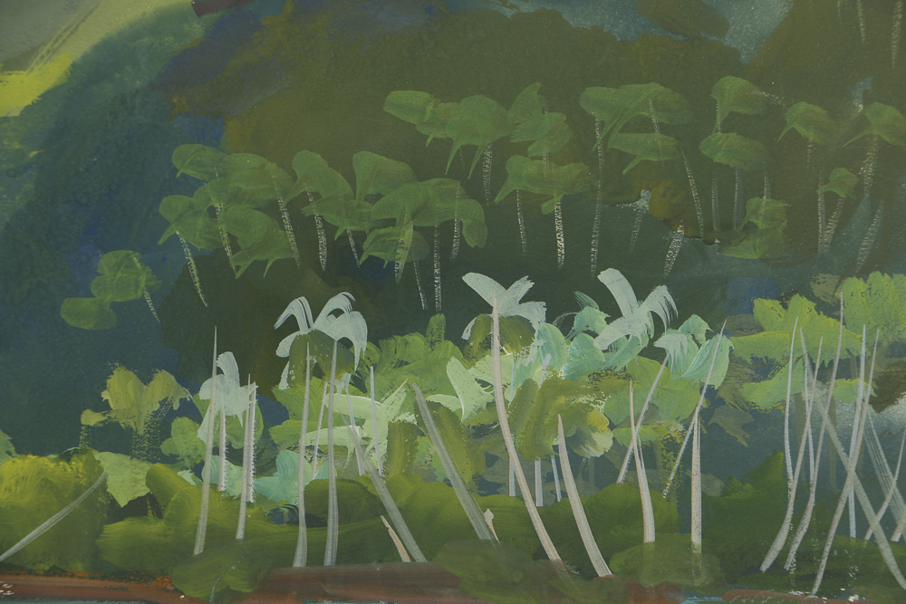 Ottmar Von Fuehrer Gouache Painting on Paper Coastal Landscape