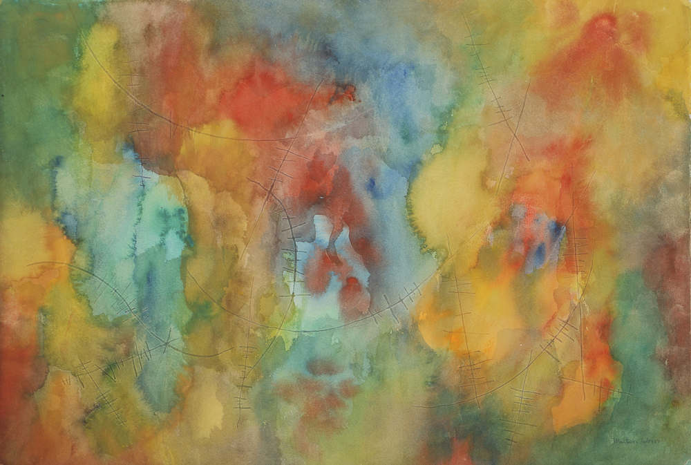 Milton Weiss Watercolor on Paper Abstract Composition