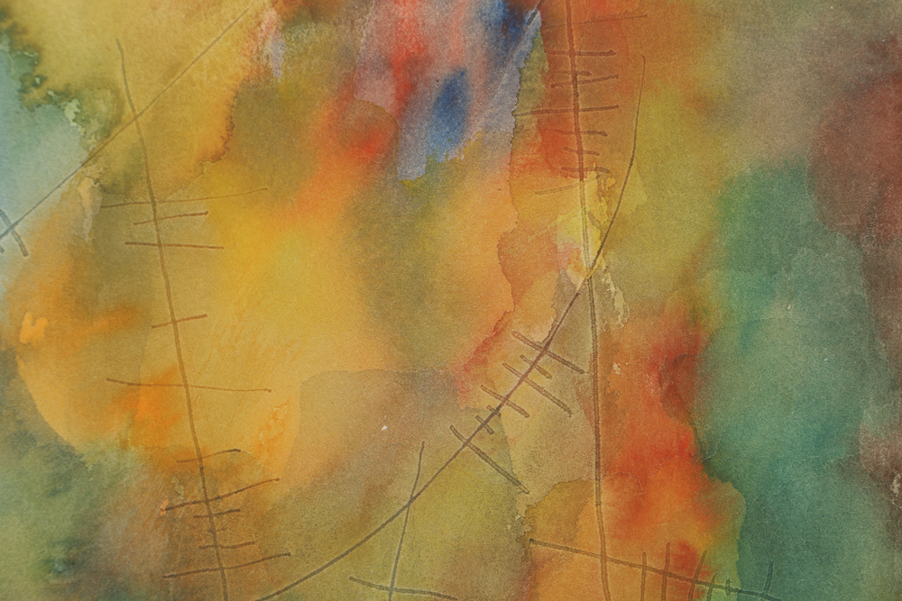 Milton Weiss Watercolor on Paper Abstract Composition