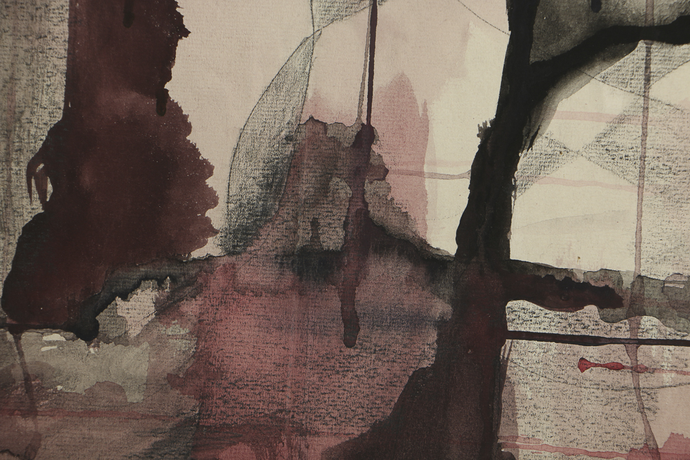 W. Glen Davis Watercolor Painting and Charcoal Drawing on Paper