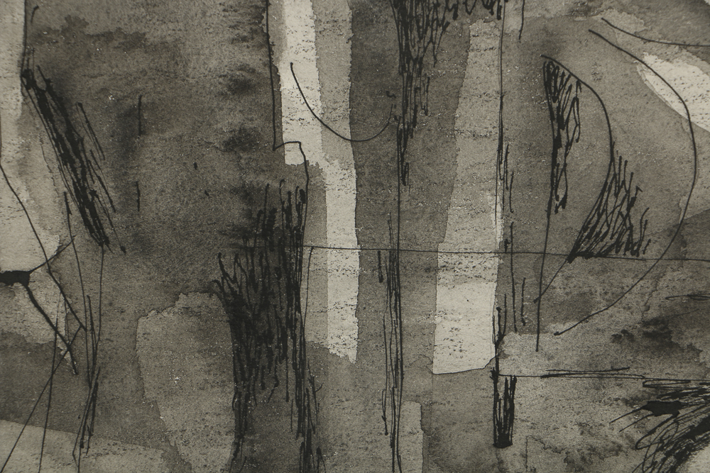 Milton Weiss Watercolor and Ink on Paper Abstract Composition