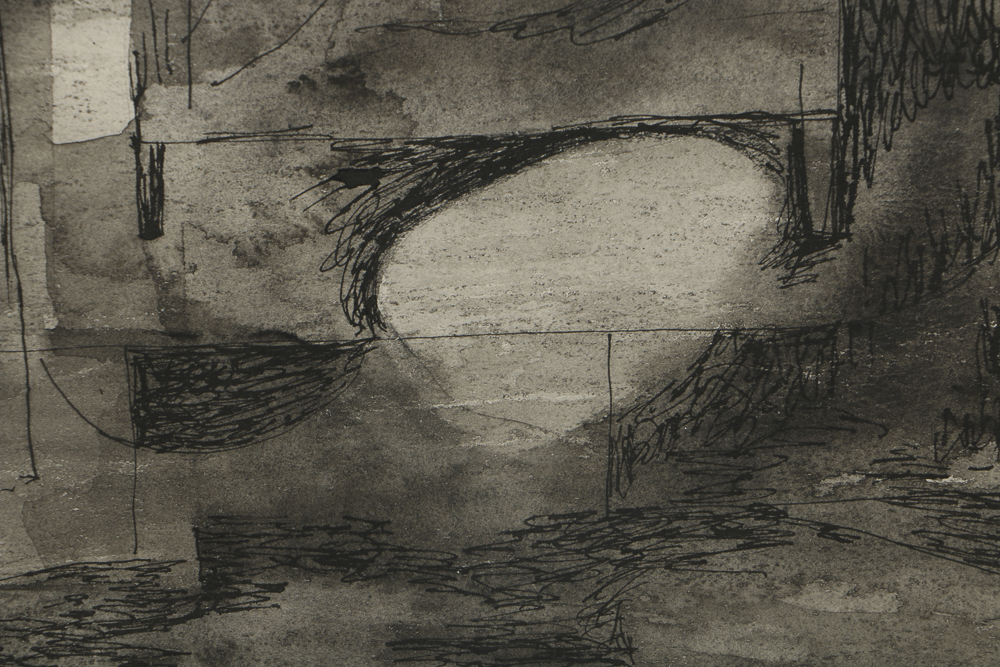 Milton Weiss Watercolor and Ink on Paper Abstract Composition