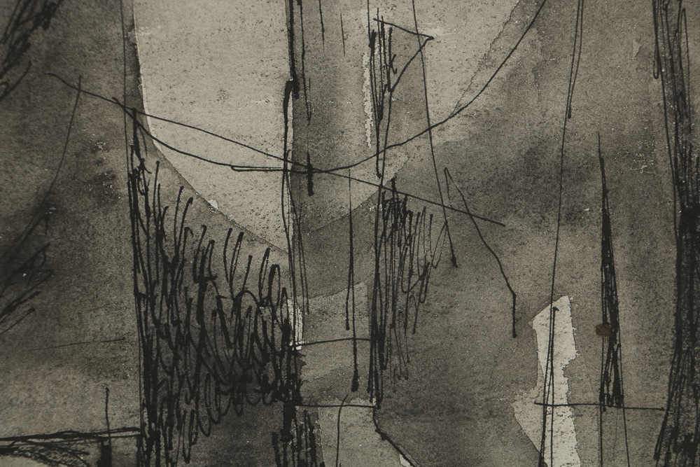 Milton Weiss Watercolor and Ink on Paper Abstract Composition