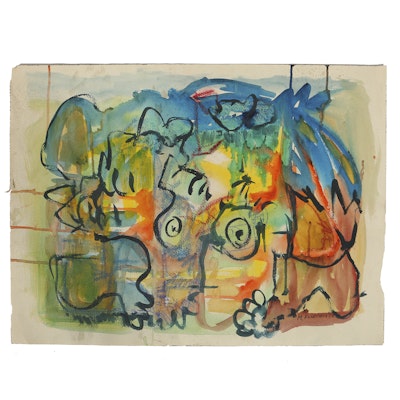 Martha Fairchild Watercolor Painting on Paper Abstract Composition Martha Fairchild Watercolor Painting on Paper Abstract Composition