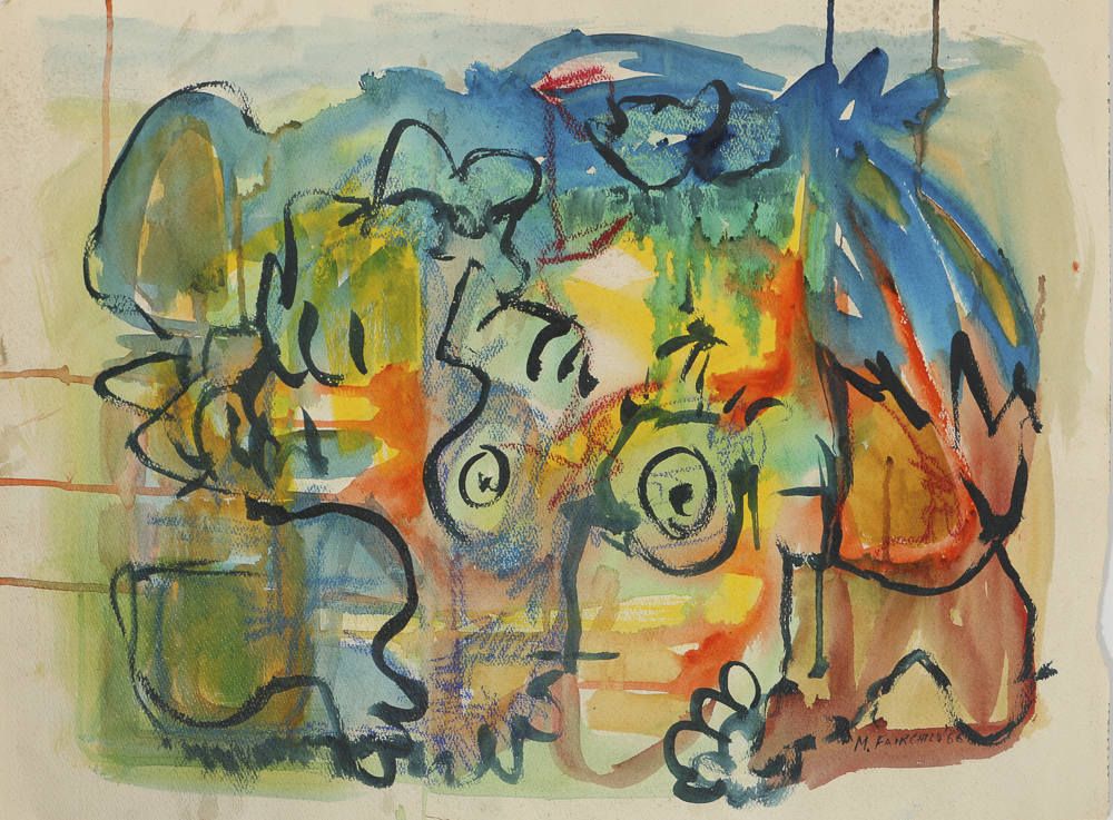 Martha Fairchild Watercolor Painting on Paper Abstract Composition