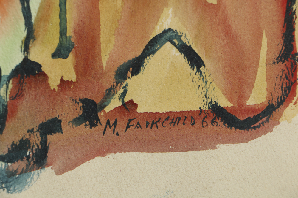 Martha Fairchild Watercolor Painting on Paper Abstract Composition