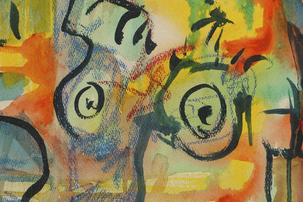 Martha Fairchild Watercolor Painting on Paper Abstract Composition