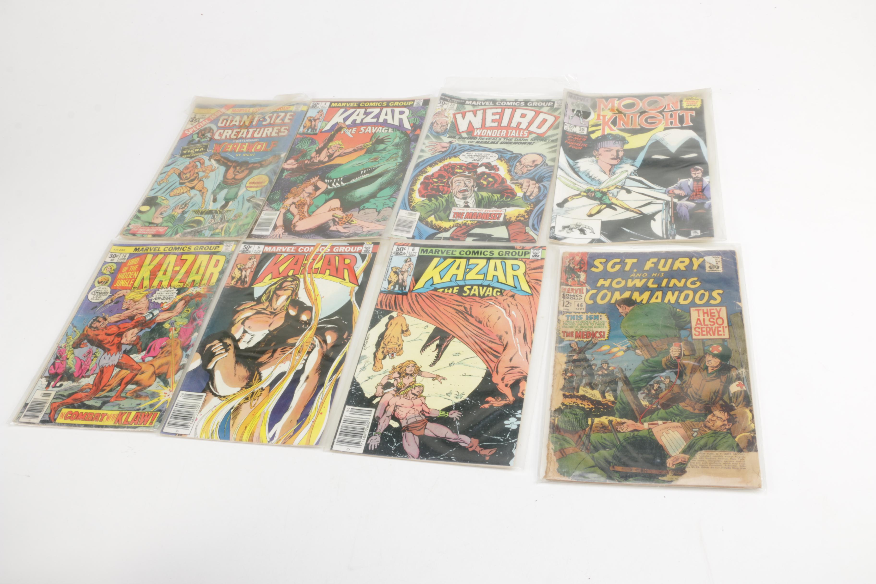 Collection of Marvel Comic Books featuring "Moon Knight" and "Tomb of Dracula"