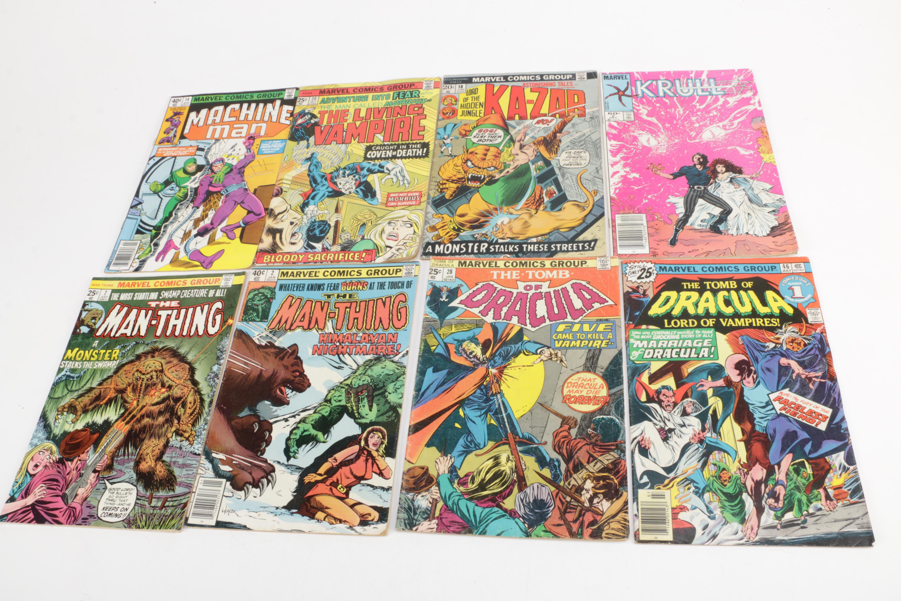 Collection of Marvel Comic Books featuring "Moon Knight" and "Tomb of Dracula"