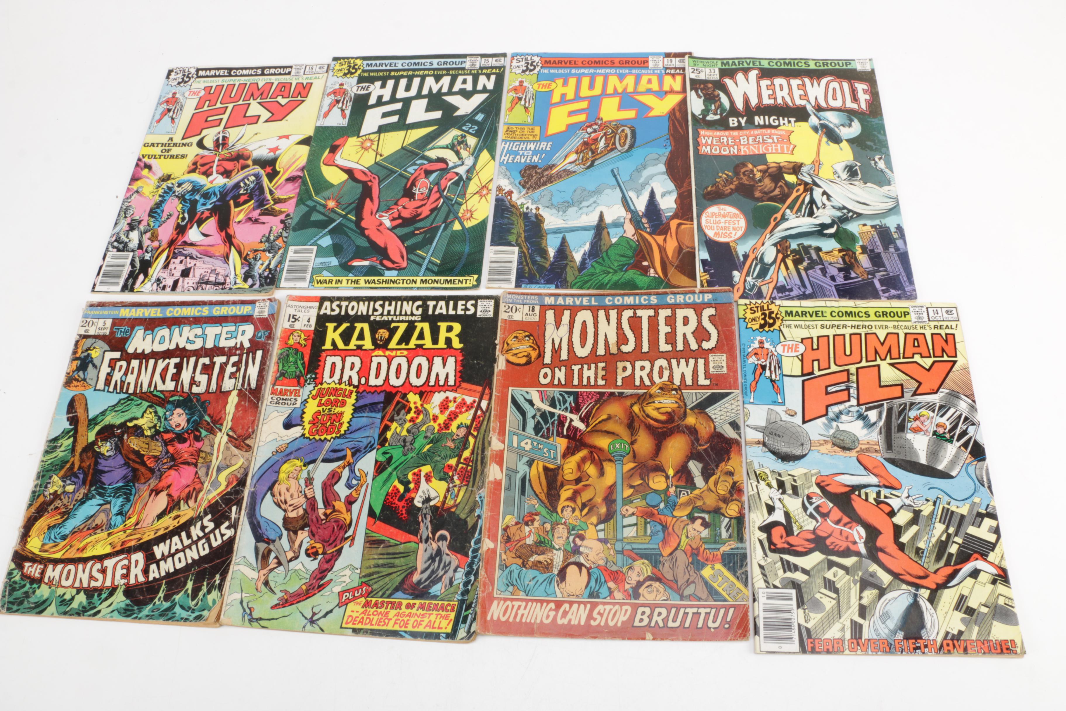 Collection of Marvel Comic Books featuring "Moon Knight" and "Tomb of Dracula"