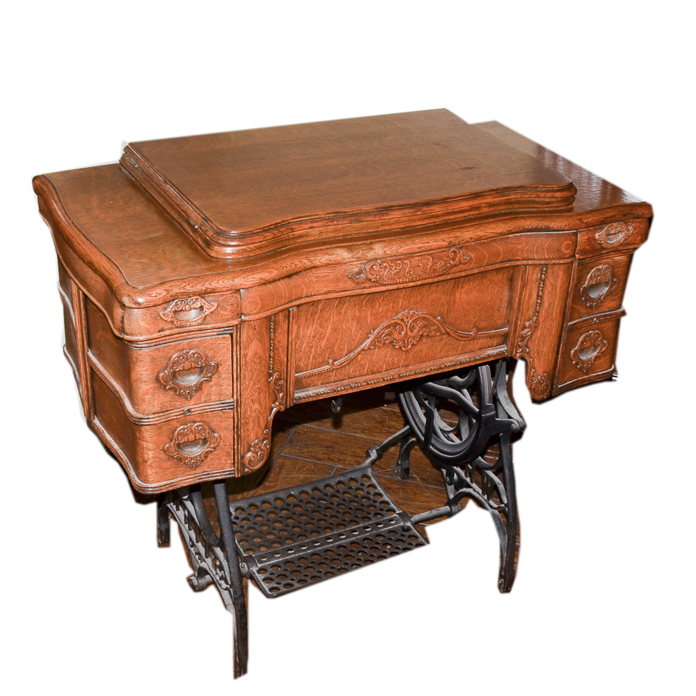 Antique White USA Rotary Sewing Machine