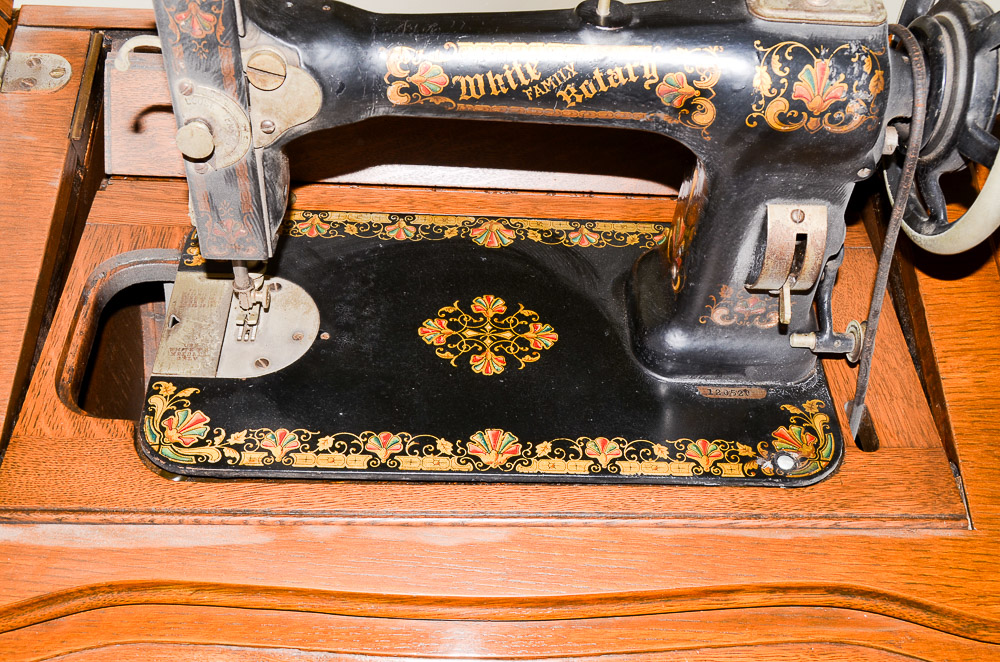 Antique White USA Rotary Sewing Machine