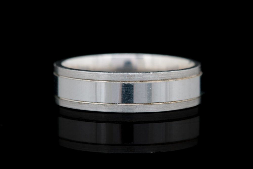 Sterling Silver and 10K White Gold Wedding Band