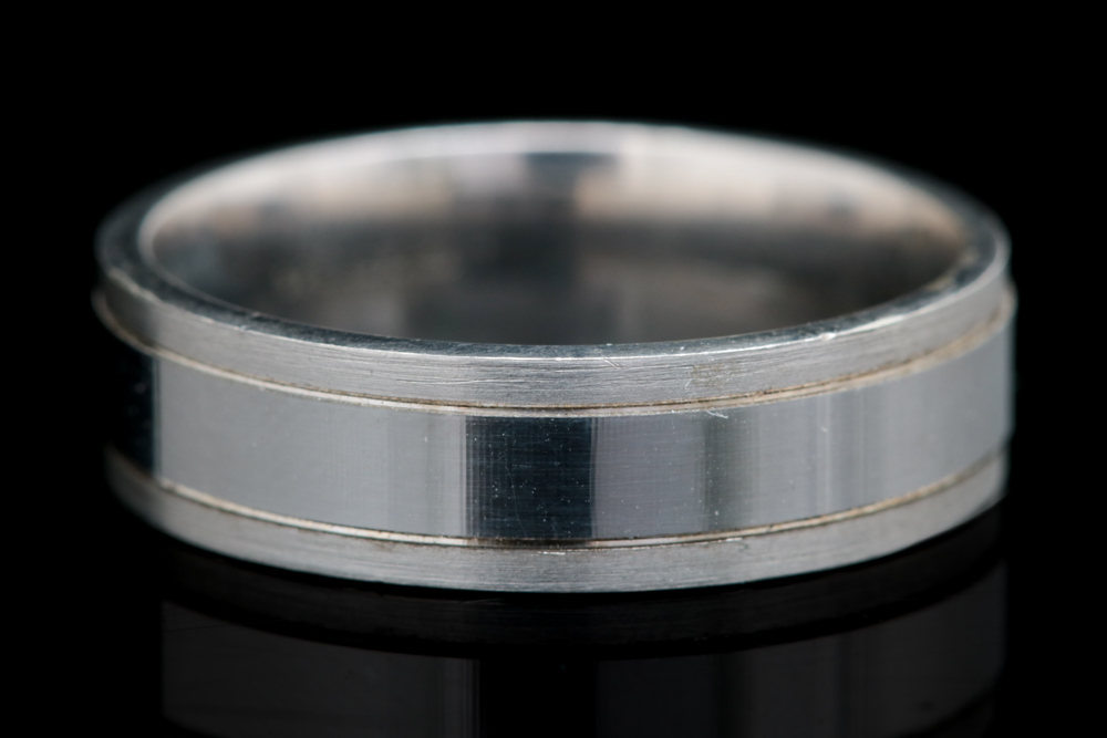 Sterling Silver and 10K White Gold Wedding Band