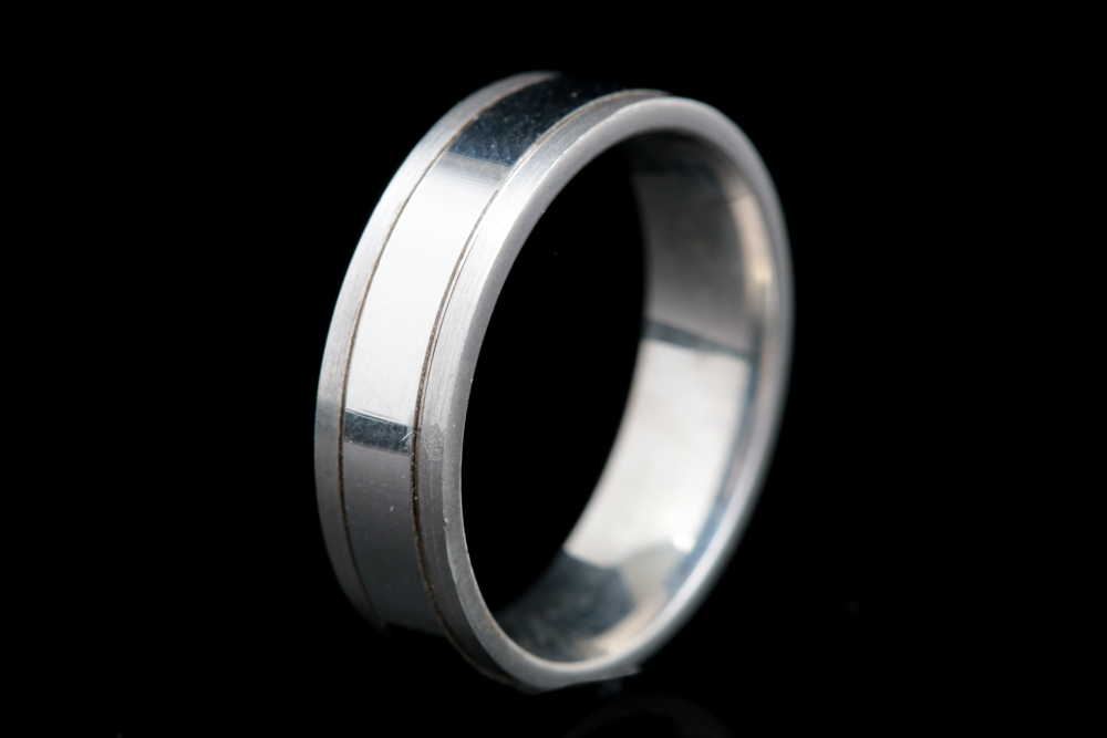 Sterling Silver and 10K White Gold Wedding Band