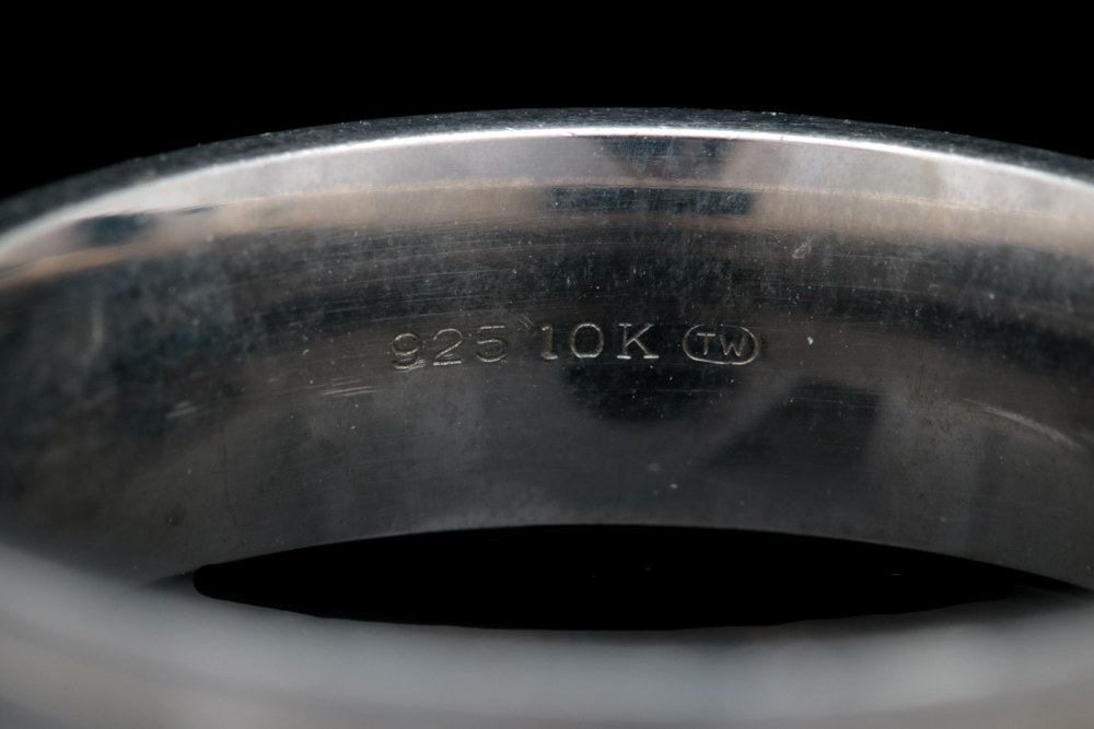 Sterling Silver and 10K White Gold Wedding Band