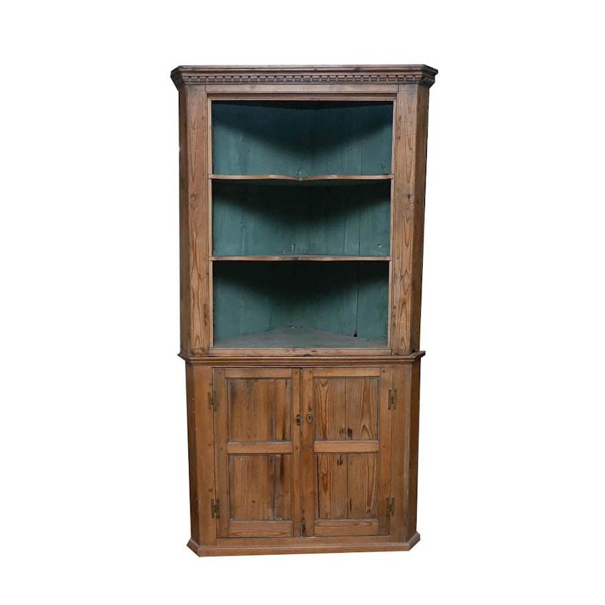 Antique Two-Piece Pine Corner Cupboard