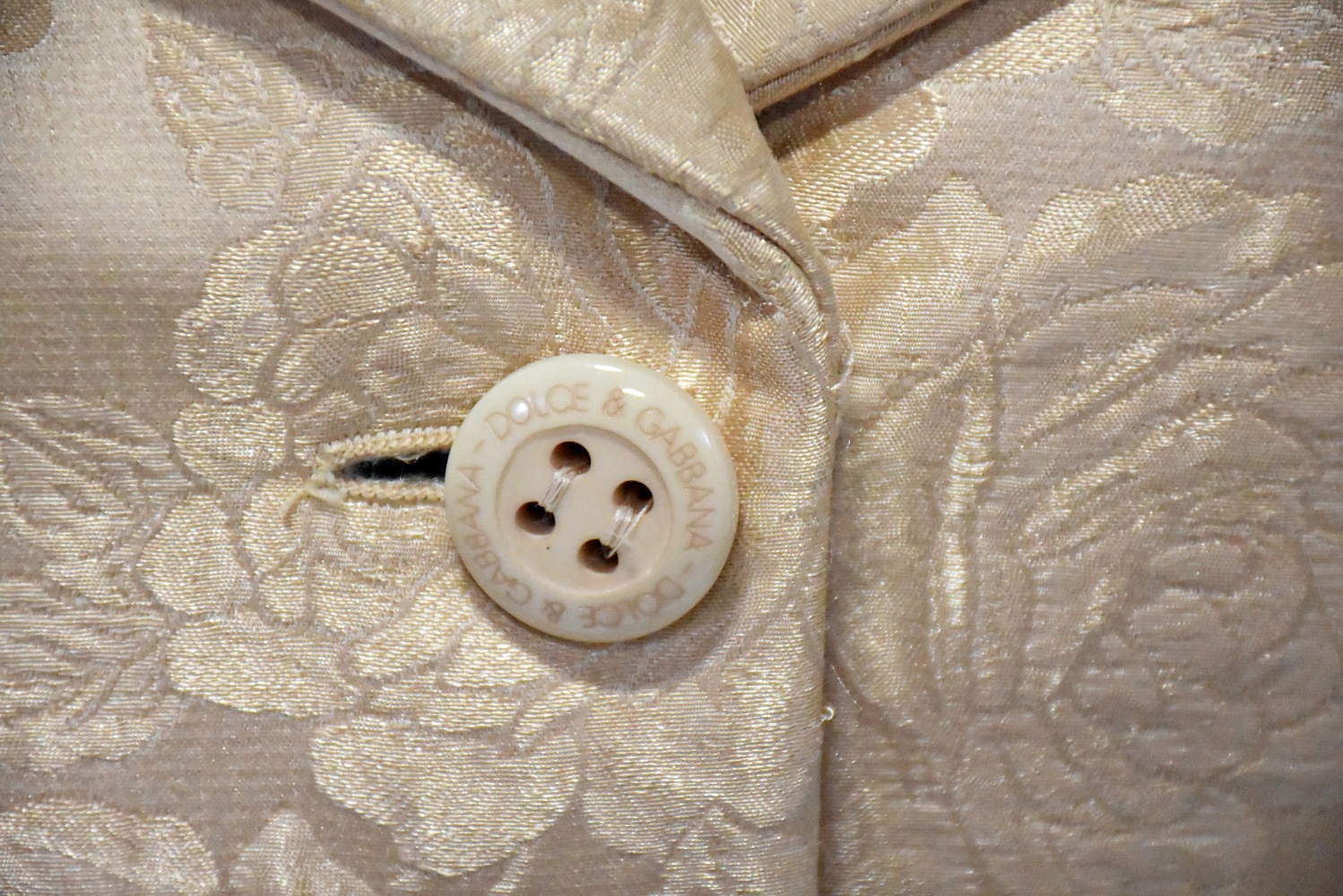 Dolce and Gabbana Champagne Damask Jacket and Pant Suit, Made in Italy