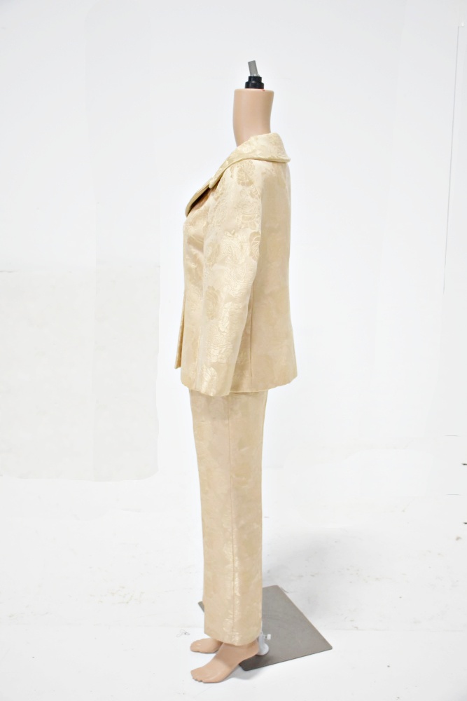 Dolce and Gabbana Champagne Damask Jacket and Pant Suit, Made in Italy