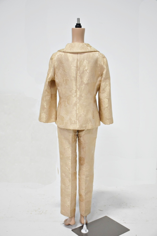 Dolce and Gabbana Champagne Damask Jacket and Pant Suit, Made in Italy