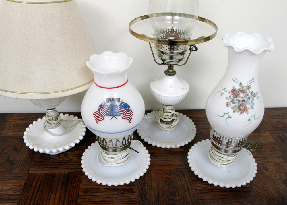 Assortment of Vintage Milk Glass Accent Lamps