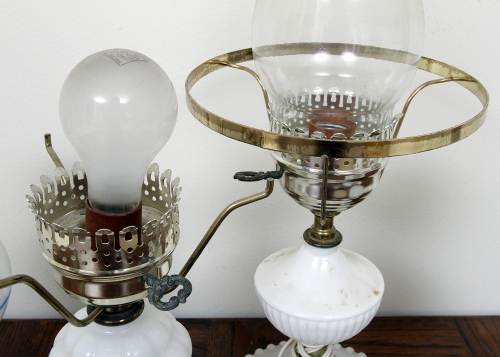 Assortment of Vintage Milk Glass Accent Lamps