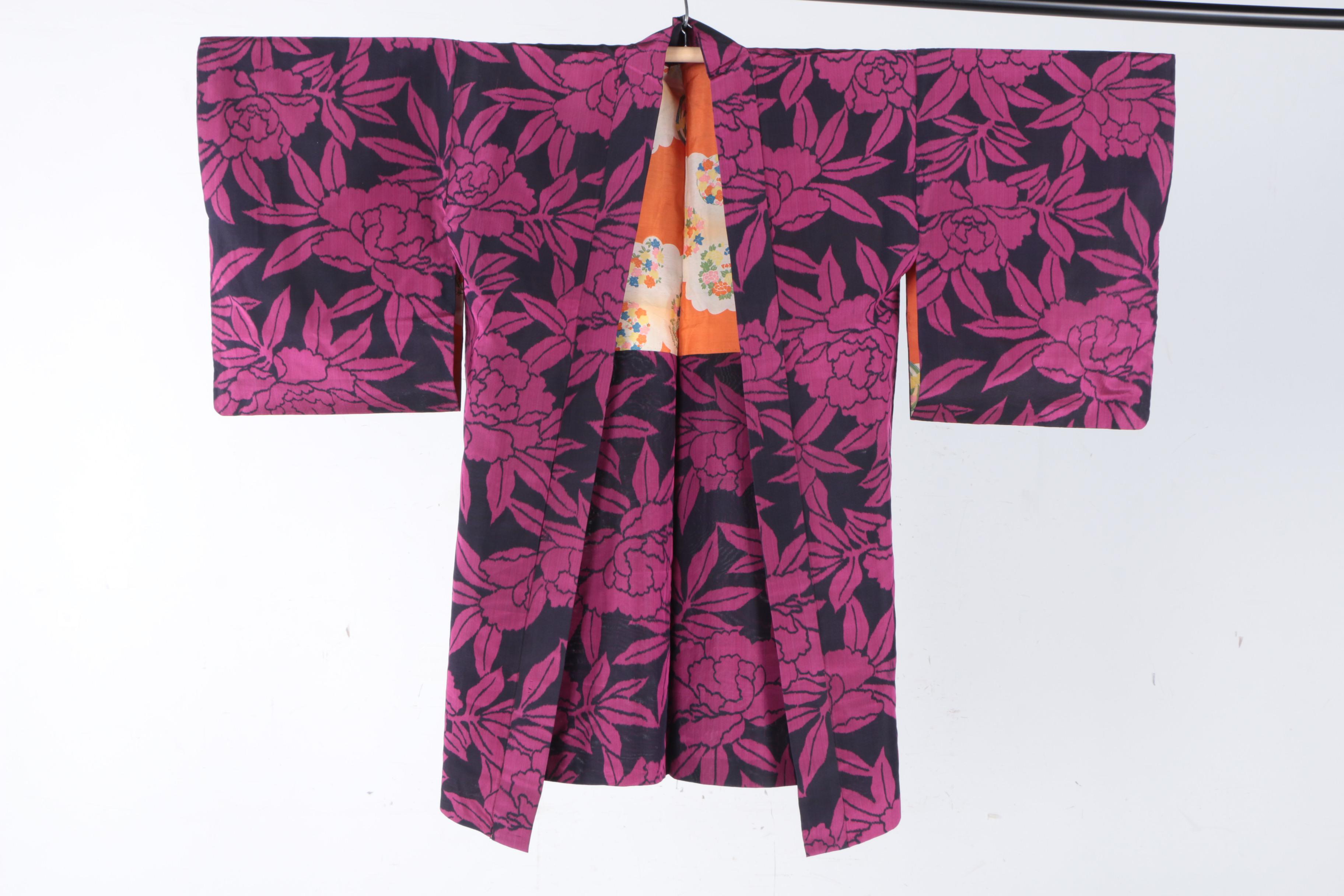 Circa 1950s Vintage Silk Haori Jacket