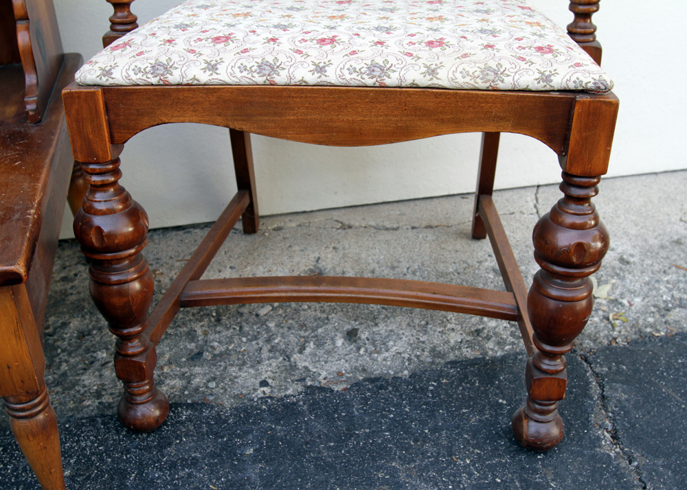 Vintage Two Tier End Table by Pine-Tique and Armchair