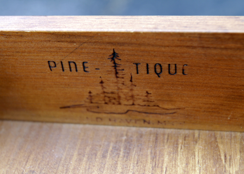 Vintage Two Tier End Table by Pine-Tique and Armchair