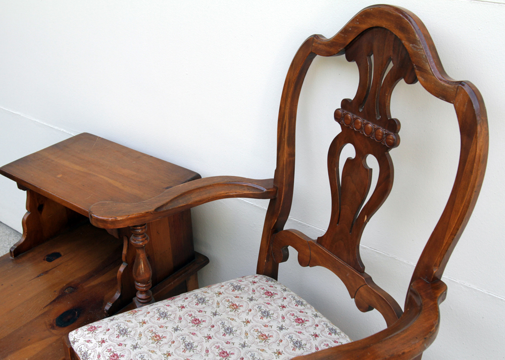 Vintage Two Tier End Table by Pine-Tique and Armchair