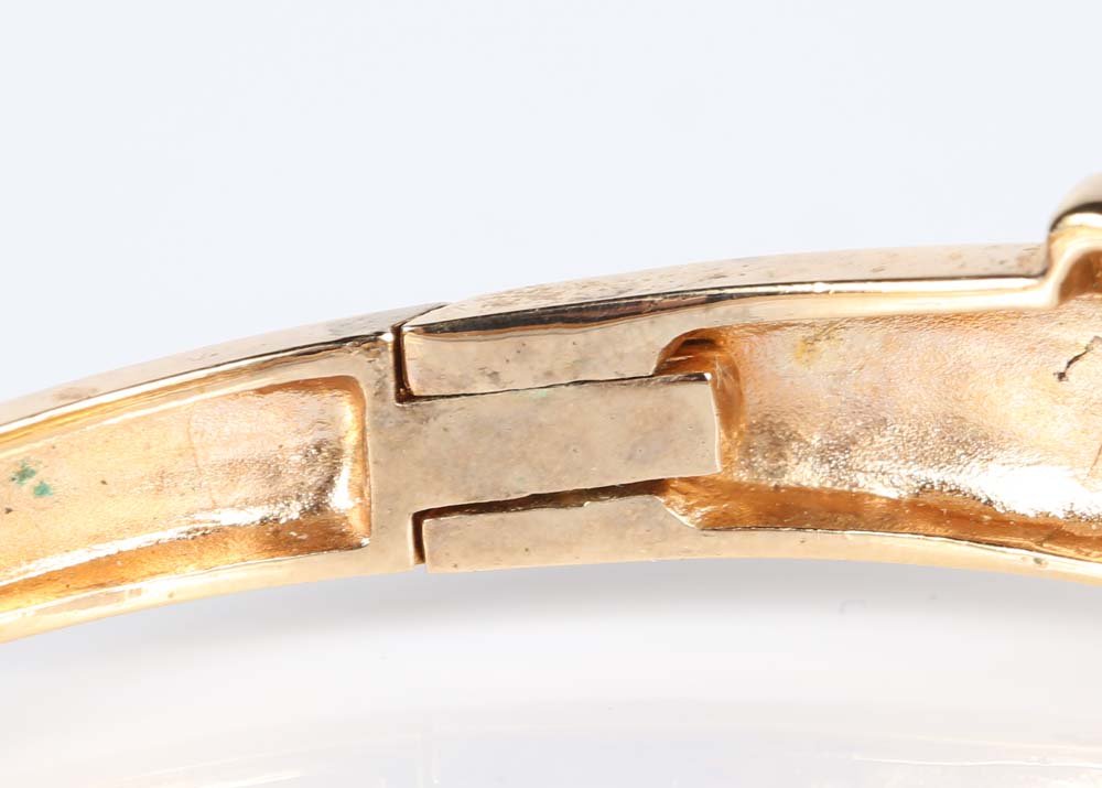 Gold Over Sterling Silver Emerald, Ruby, Sapphire and Diamond Bangle