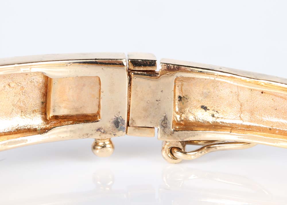 Gold Over Sterling Silver Emerald, Ruby, Sapphire and Diamond Bangle