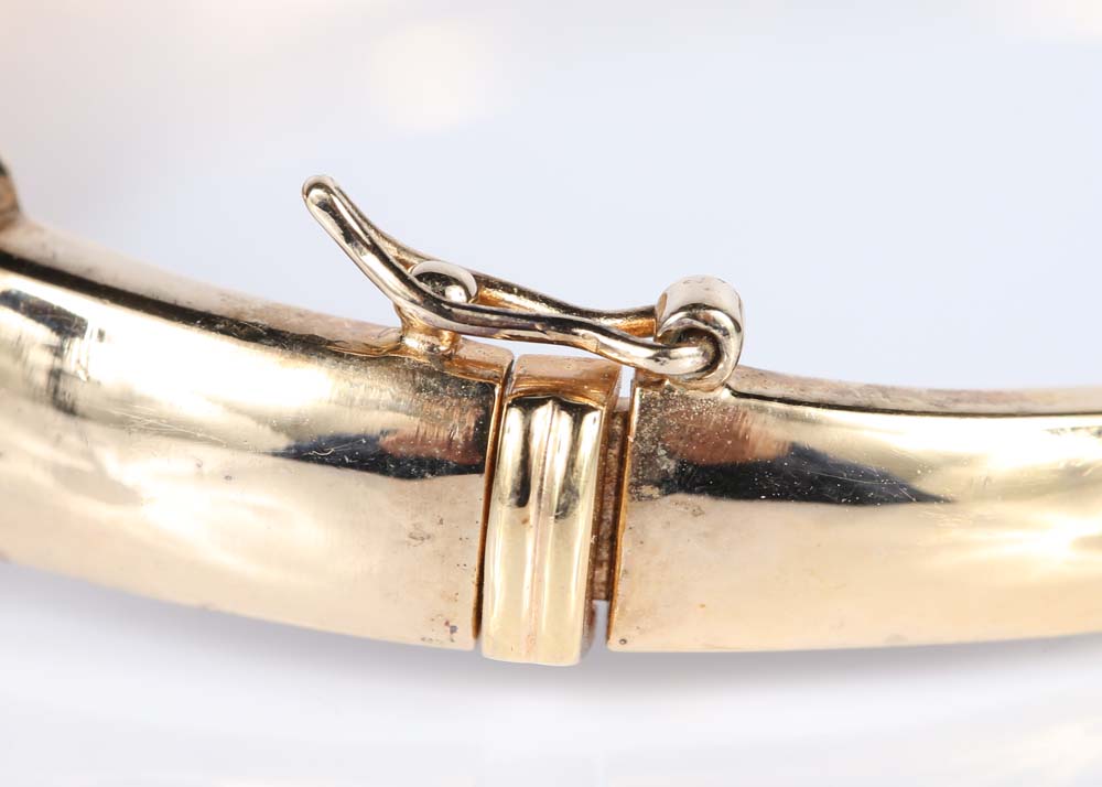 Gold Over Sterling Silver Emerald, Ruby, Sapphire and Diamond Bangle