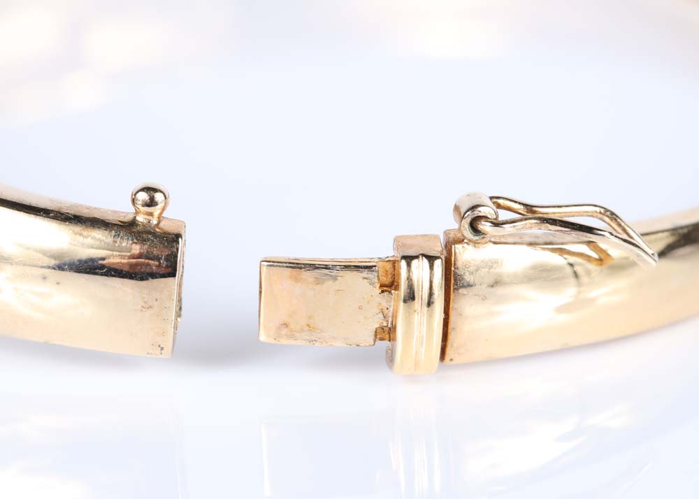 Gold Over Sterling Silver Emerald, Ruby, Sapphire and Diamond Bangle