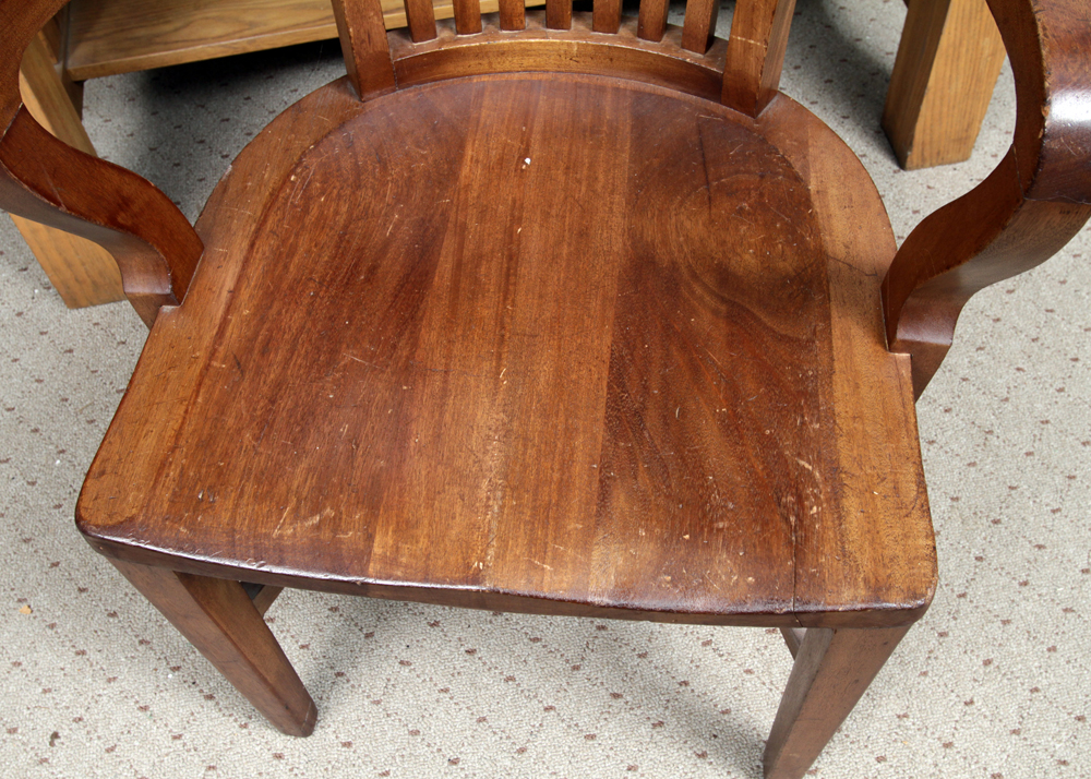 Laminate Top Oak Library Desk and Business Furniture Co. Chair