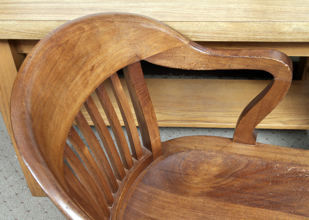 Laminate Top Oak Library Desk and Business Furniture Co. Chair