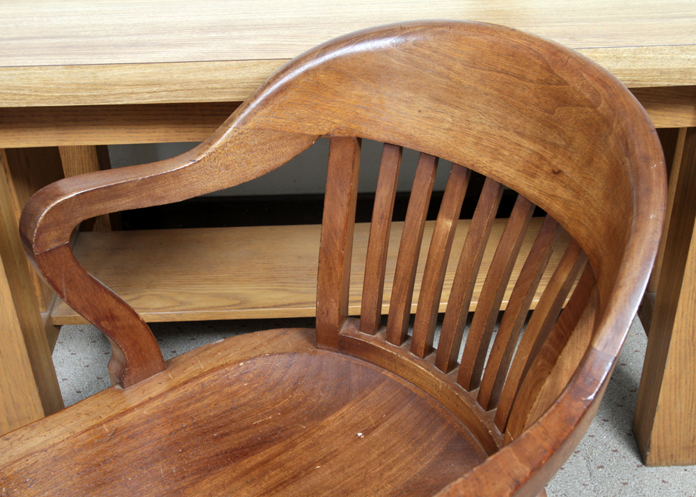 Laminate Top Oak Library Desk and Business Furniture Co. Chair