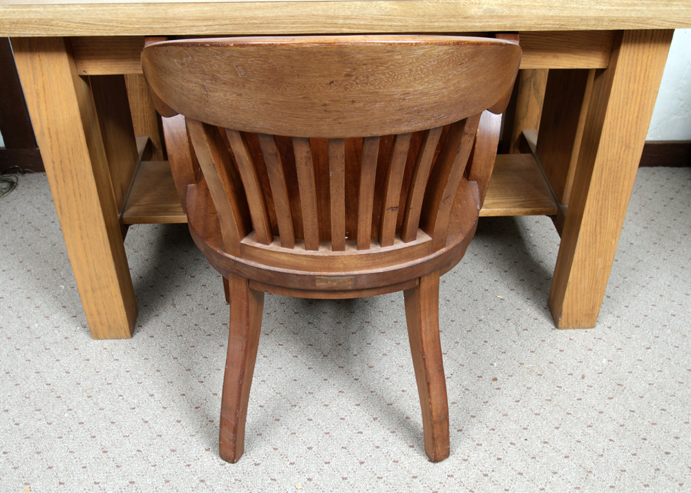 Laminate Top Oak Library Desk and Business Furniture Co. Chair