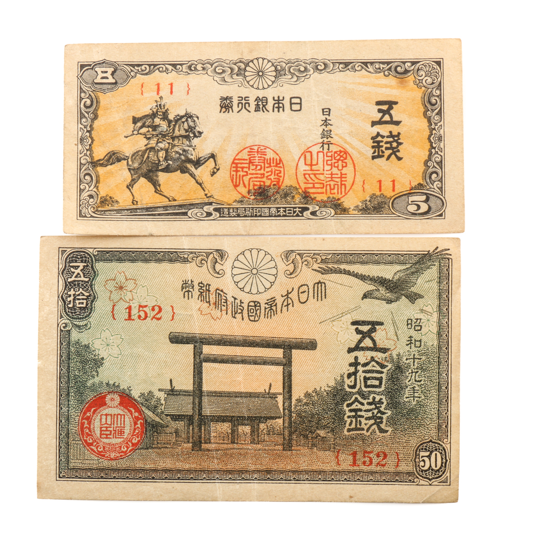Collection of WWII Era Bills From Japan and China