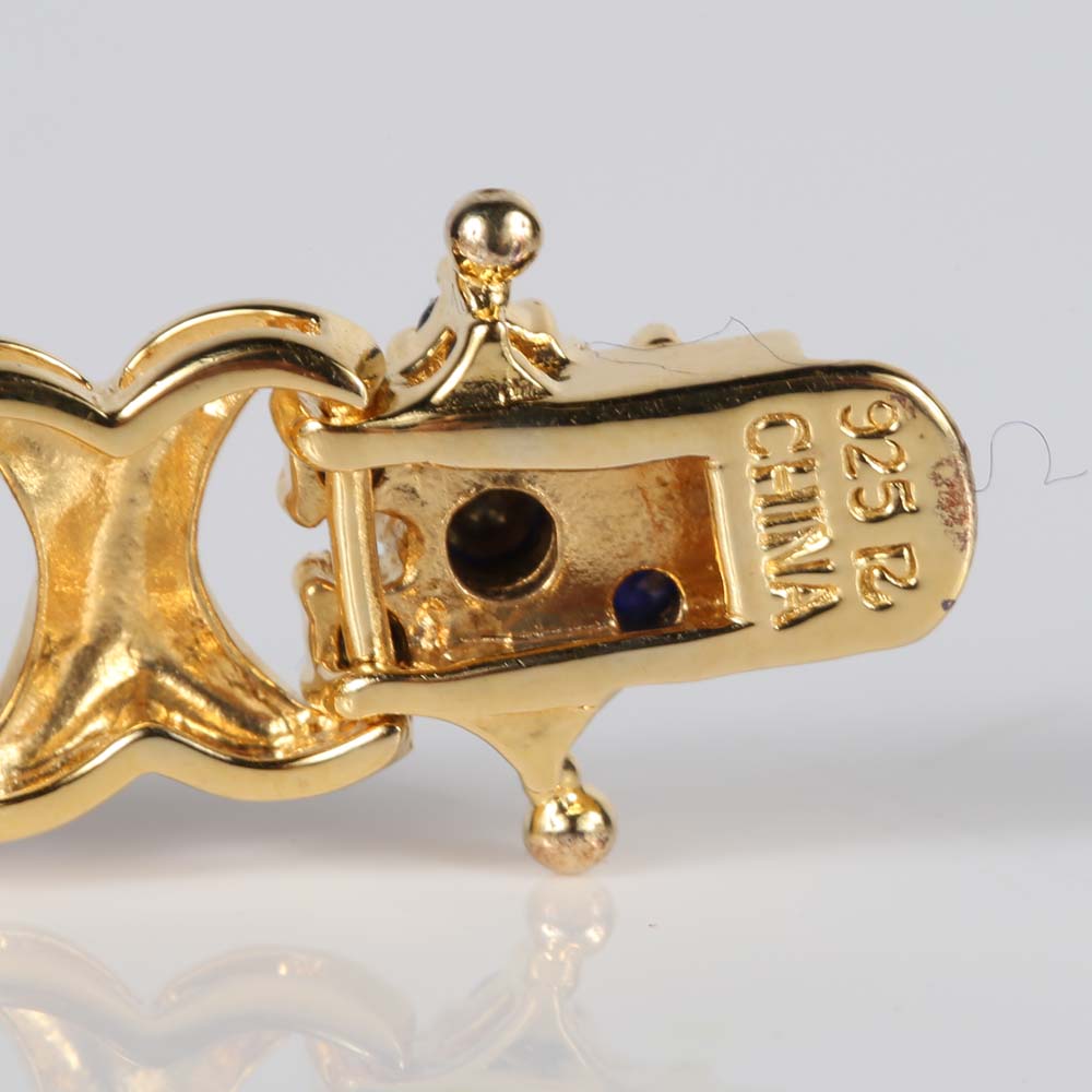 Gold Over Sterling Silver Emerald, Ruby, Sapphire and Diamond Bracelet