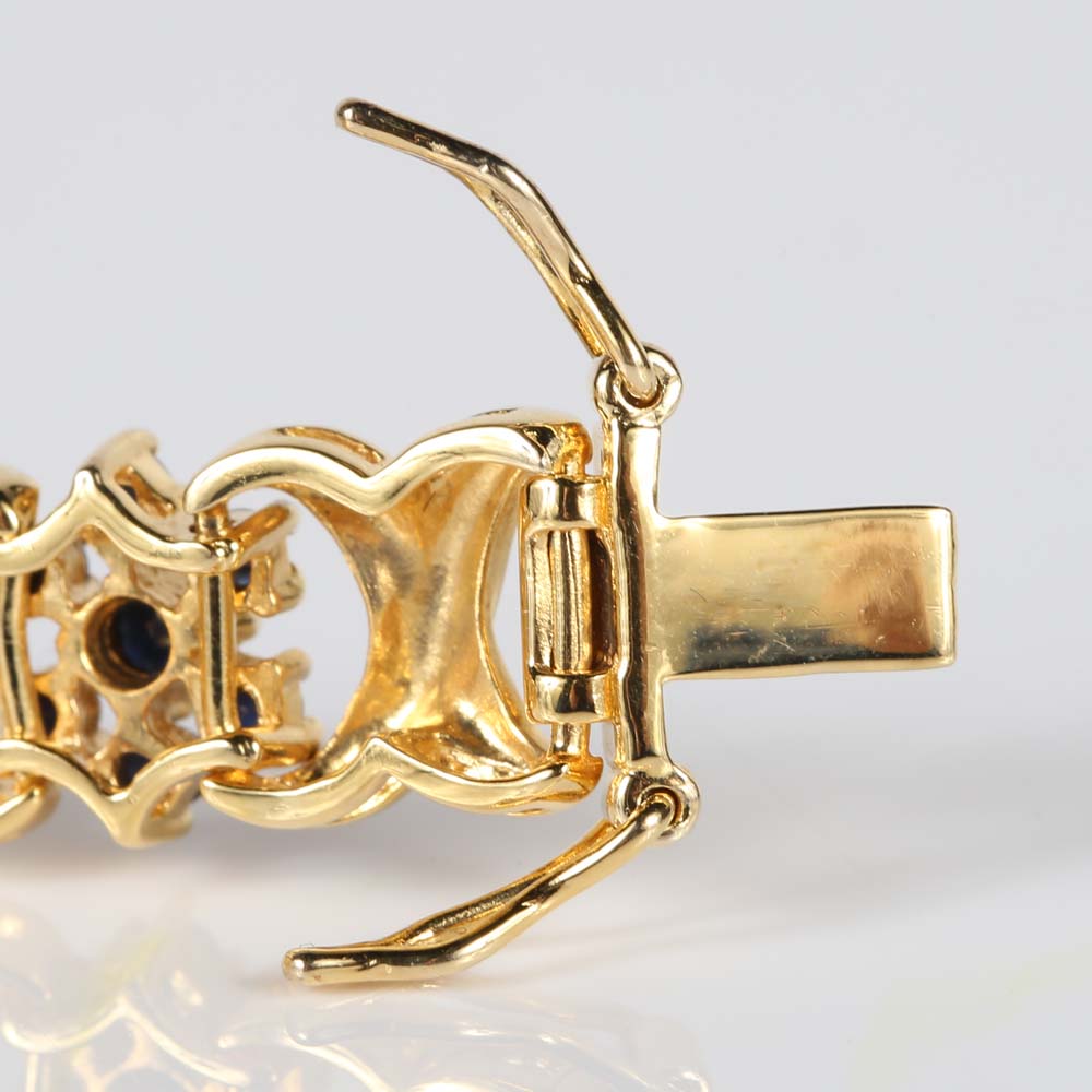 Gold Over Sterling Silver Emerald, Ruby, Sapphire and Diamond Bracelet