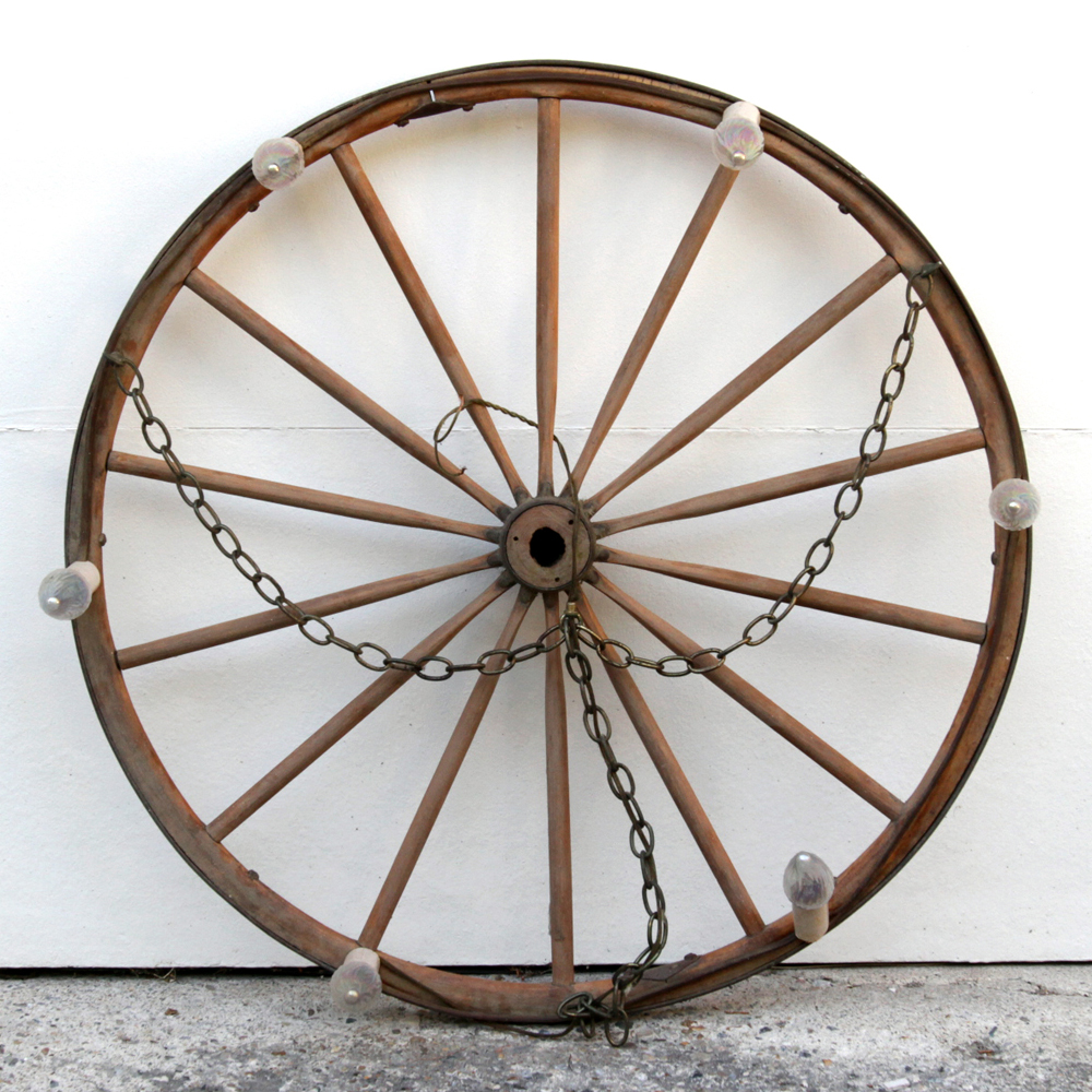 Wood Wagon Wheel Ceiling Light