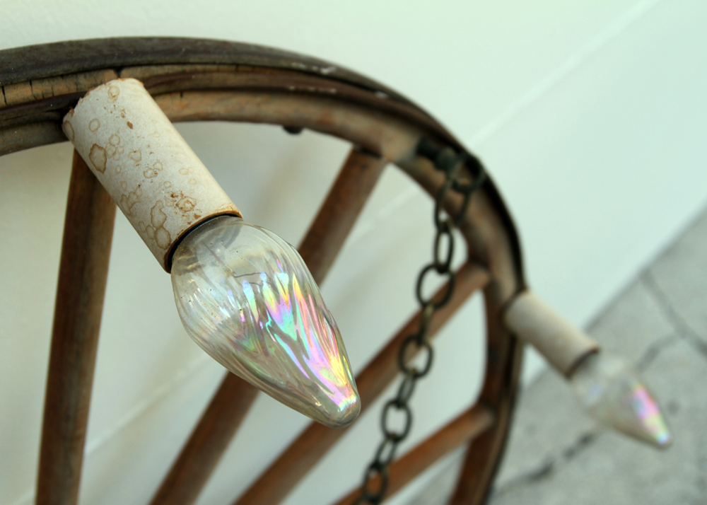Wood Wagon Wheel Ceiling Light