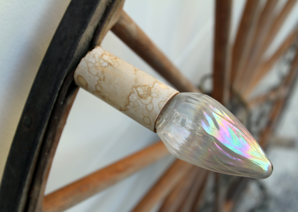 Wood Wagon Wheel Ceiling Light